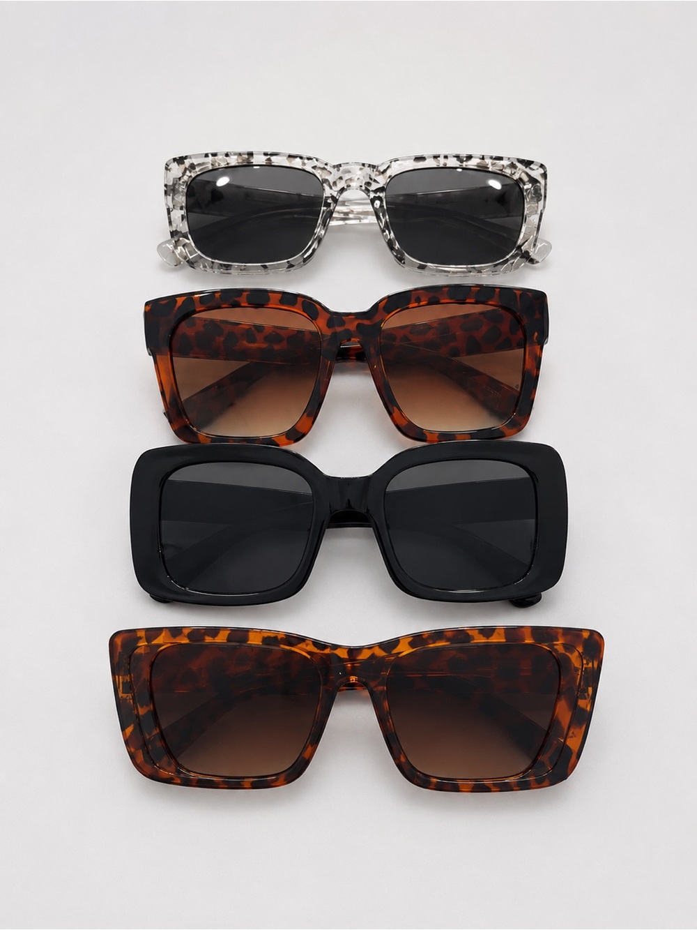 Tortoise & Black Rectangular Women’s Sunglasses Set - Versatile Summer Styles
